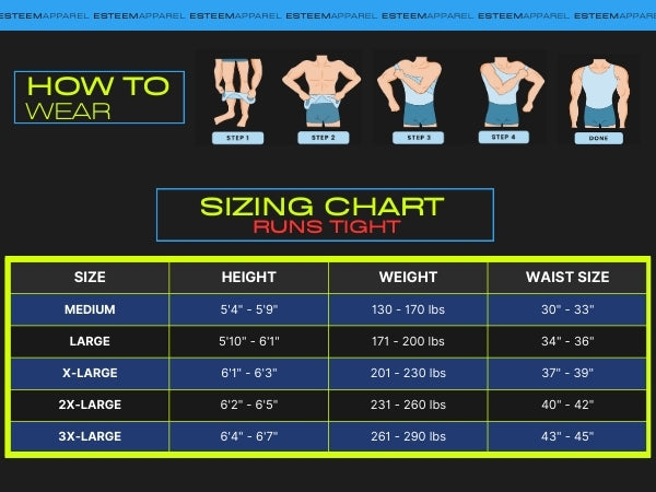 gynecomastia compression shirts mens shapewear and body shapers by sizing chart