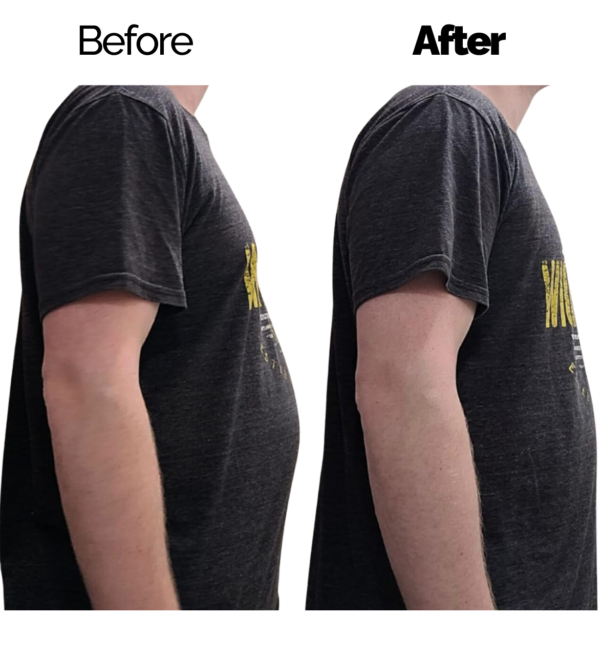 male shapewear before and after Esteeem Apparel compression shirts for men
