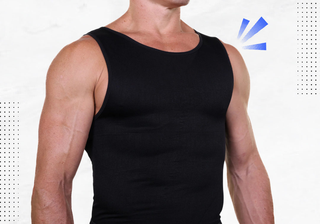 Esteem Apparel firm compression shirt supporting the chest and stomach
