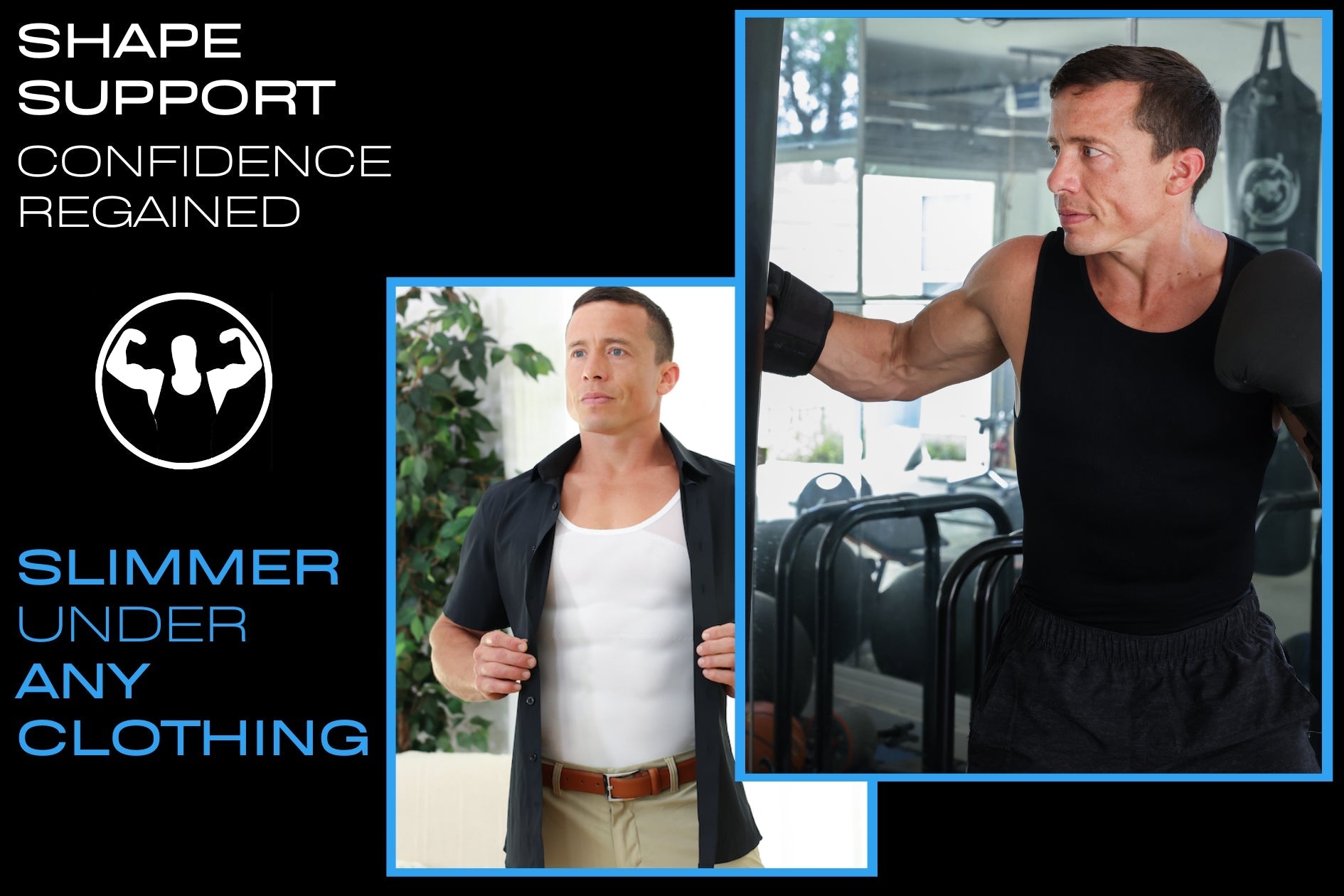 Man wearing a firm Esteem Apparel chest compression shirt