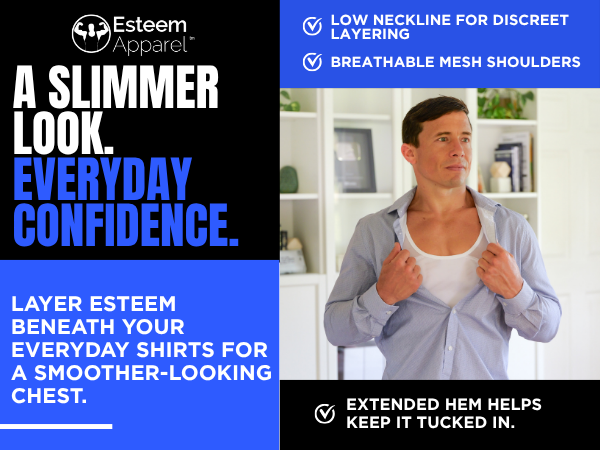 chest compression shirt by esteem apparel to hide gynecomastia in men