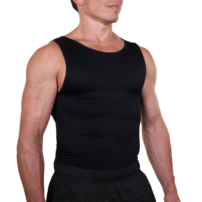 black mens compression shirt slimming front view