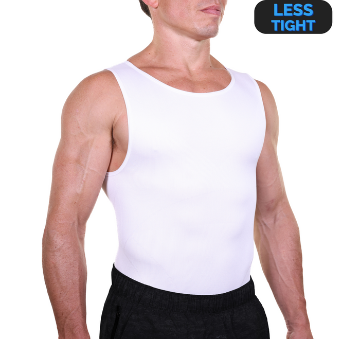 mens slimming undershirt white front view