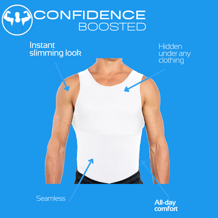  Mens Compression Undershirt Slimming Body Shaper Tummy Control  Vest Elastic Gynecomastia Shirt, Black, M : Clothing, Shoes & Jewelry