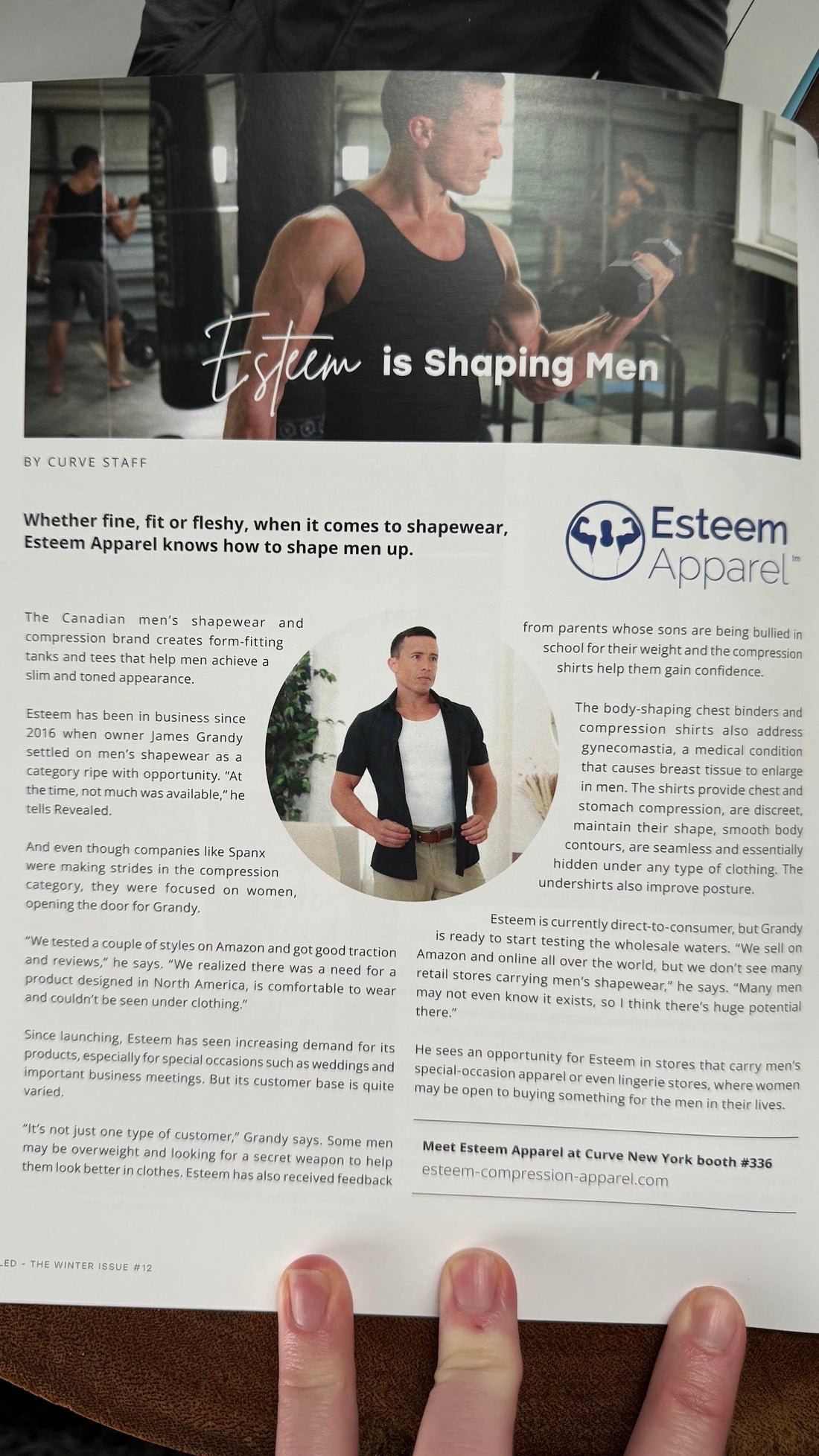 Esteem is Shaping Men — the Curve magazine feature about James Grandy and Esteem Apparel