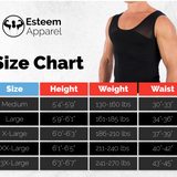Esteem Apparel size chart with height, weight and waist measurements from Medium to 3X-Large