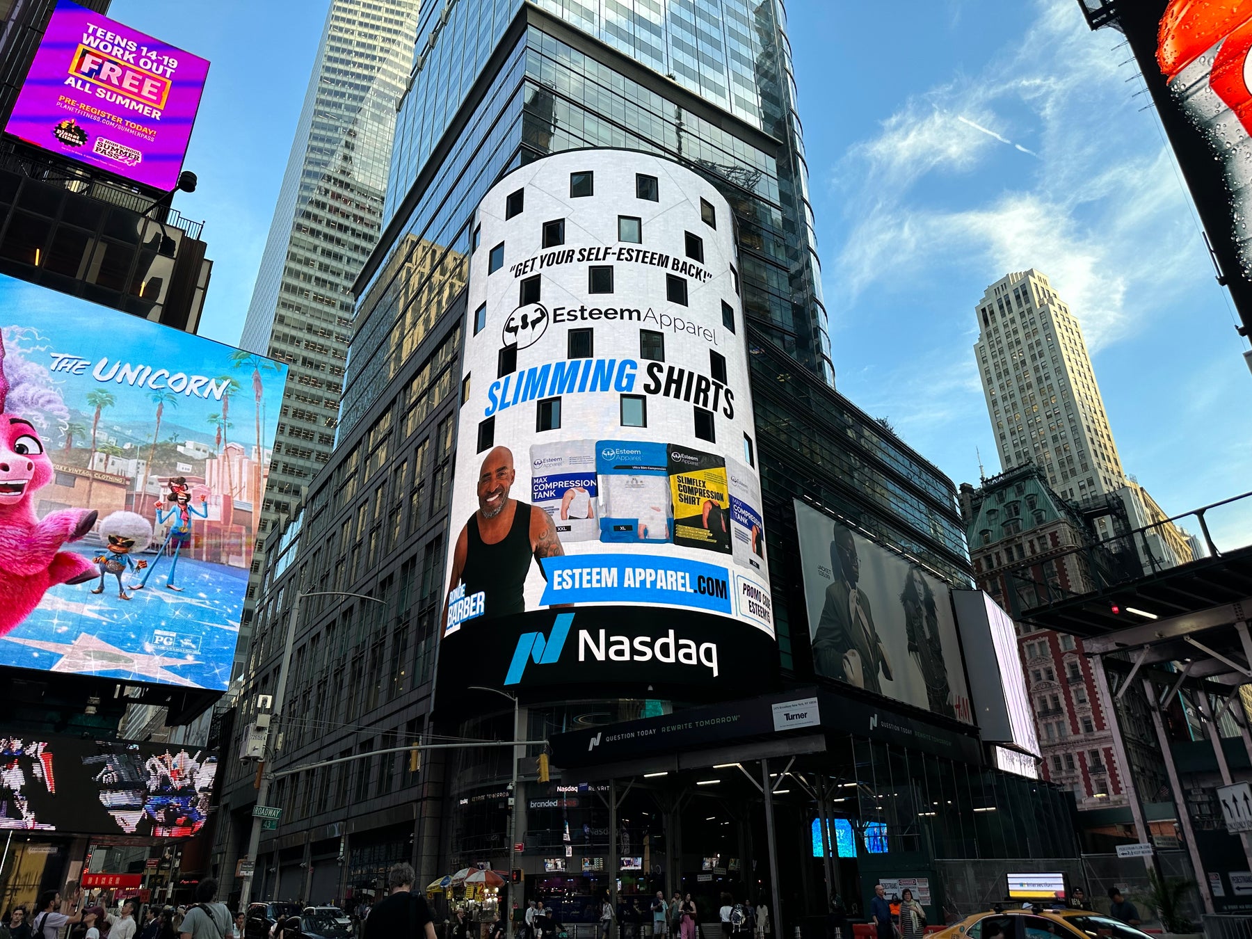 Esteem Apparel on the Nasdaq billboard in Times Square, New York