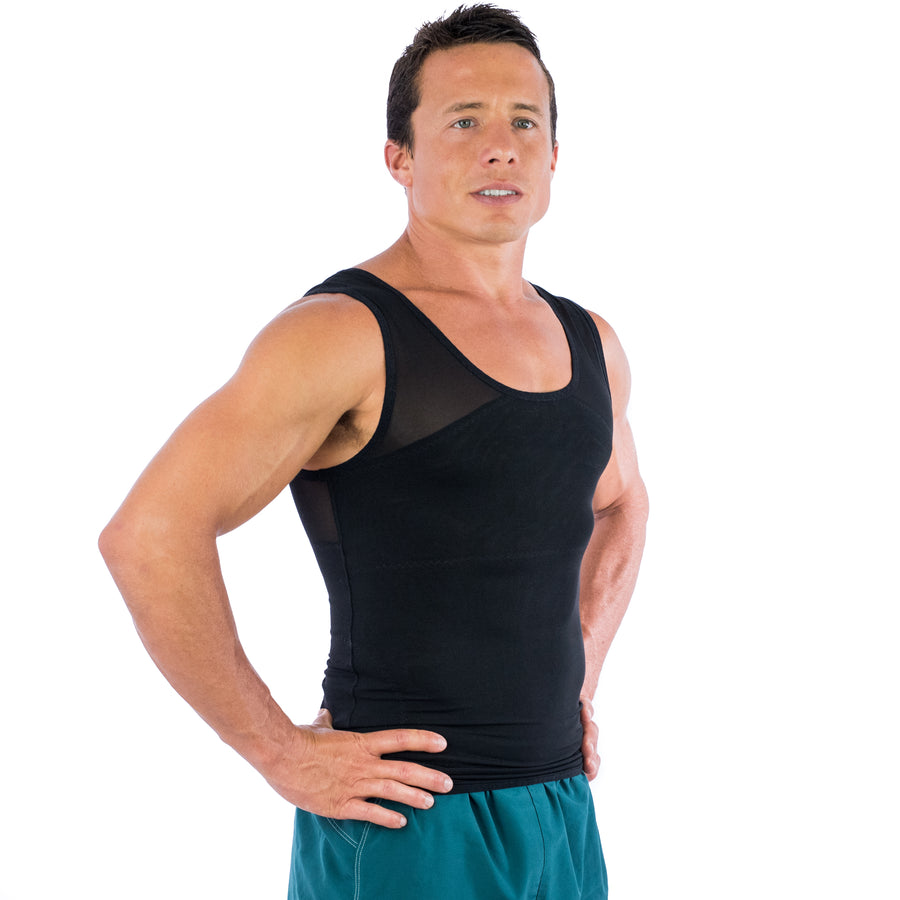 Buy Men's Compression Tank Top - Slimming Body Shaper Muscle Tank, White,  Large at